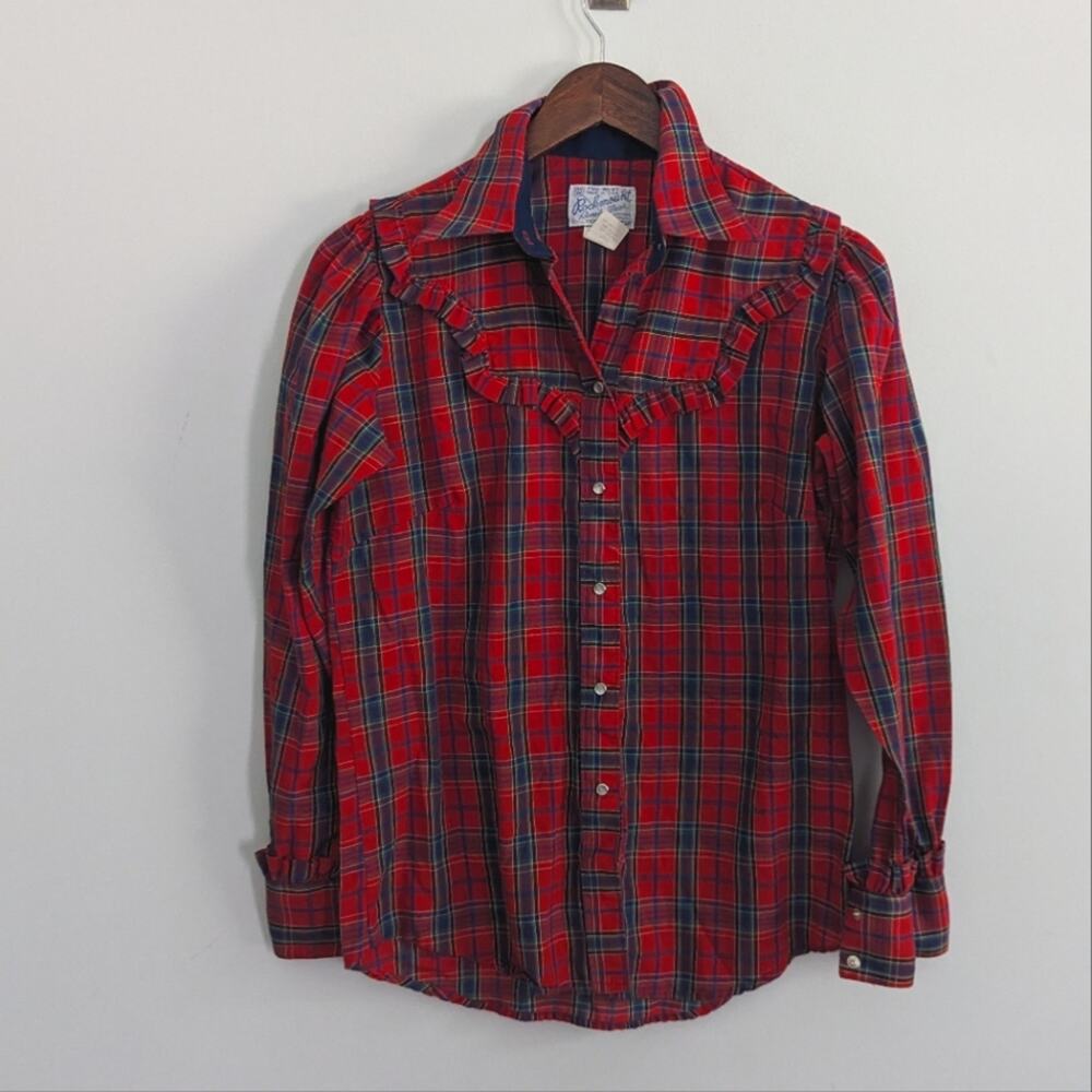 Women's Rockmount Red Plaid Southwestern Button Down Size 34 Small